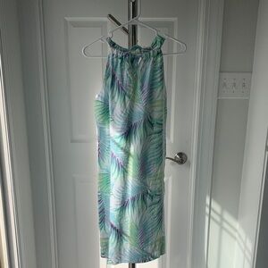 Tommy Bahama Pastel Palm-Print Halter in Mint, Aqua & Lavender, size S.